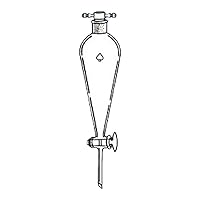 7226-06 Separator Funnel, Squibb, Pear Shaped, Glass Stopcock, PTFE Stopper, 60 mL Capacity