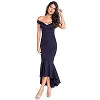 Musen Women Off-shoulder Sweetheart Neck Low Back Mermaid Jersey Maxi Evening Dress For Cocktail