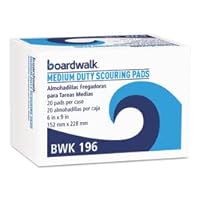 Boardwalk Medium Duty Scour Pad, Green, 6 X 9, 20/Carton - BWK196 (Pack of 2)