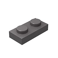 Classic Building Bulk 1x2 Plate, Dark Grey Plates 1x2, 100 Piece, Compatible with Lego Parts and Pieces 3023(Color:Dark Grey)