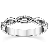 JeweleryArt Excellent Round Brilliant Cut 0.13 Carat, Moissanite Diamond Promise Band, Prong Set, Eternity Sterling Silver Band, Valentine's Day Jewelry Gift, Customized Band for Her