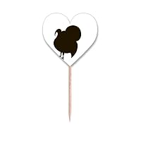Black Turkey Animal Portrayal Toothpick Flags Heart Lable Cupcake Picks