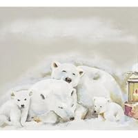 2 Set of 4 Individual Polar Bears Family Snow Paper Luncheon Napkins, Luncheon Napkins Decoupage, Art and Craft Projects - Eb5