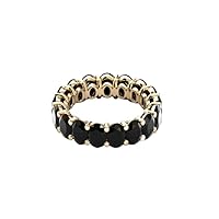 7 CT Black Onyx Eternity Band for Women 18k Gold Black Onyx Engagement Band Oval Cut Black Onyx Wedding Band Unique Bridal Promise Band for Women