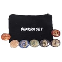 Chakra Stone - Jet Engraved Reiki Chakra Stones with Chakra Case Set of 7 Chakra Stones Symbolizing Body Chakras - for Peace of Mind, Positive Energy, Relaxation.