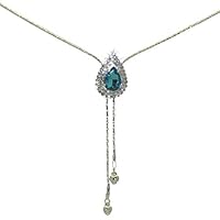 AJ Fashion Jewellery PEARDROP silver plated turquoise crystal slider necklace