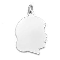 925 Sterling Silver Girl Silhouette Charm Pendant Necklace Measures Approx 19x17mm Jewelry Gifts for Women