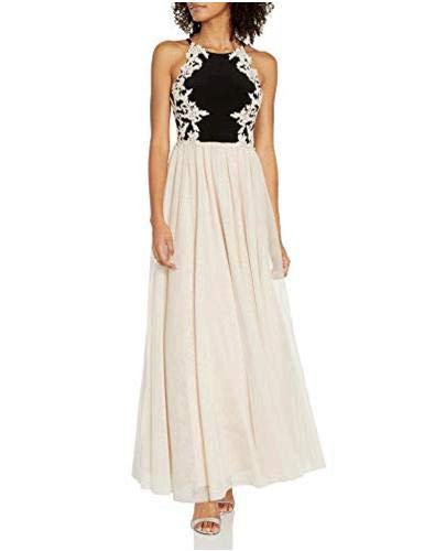 Blondie Nites Junior's Long Mesh Ballgown High Neck with Appliques