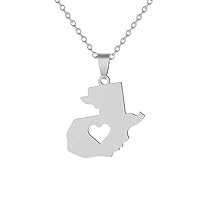 Guatemala Map Pendant Necklace - Fashion Heart Cutout Map Pendant Collarbone Necklace National Flag Jewelry, Men Women Travel Map Jewelry Gift