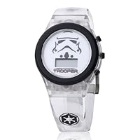 Accutime Lucasfilm Star Wars Kids Digital Watch - LED Flashing Lights, LCD Watch Display, Kids, Girls and Boys Watch, Clear Silicone Strap (Model: STM3529AZ)