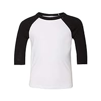 Bella Canvas Toddler 3/4 Sleeve Baseball T-Shirt (5 Years) (White/Black)