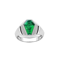 Vintage 2 CT Emerald Signet Ring For Men Coffin Shaped Emerald Gemstone Ring 14K Gold Handmade Ring Unisex Signet Ring Gift For Him