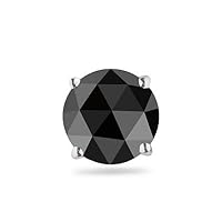 1.00 Ct of 5.70-7.13 mm Black Diamond Mens Stud Earring in 18K White Gold- (Diamond Appraisal Included)-Screw Backs