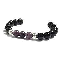 Chakra Bracelet with Amethysts, Onyx, Tiger Eyes, Obsidians Intuition, Balance, Protection, Healing Crystals, His and Her Couples Bracelets by Gemswholesale