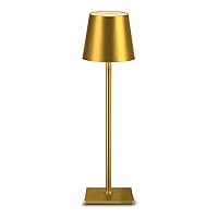 Cordless Metal Table Lamp,LED Table Lamp with Touch Sensor,3 Color Stepless Dimmable Battery Powered Lamp,Night Light for Kids Nursery,Bedroom/Desk/Cafe/Dining Room(Gold)