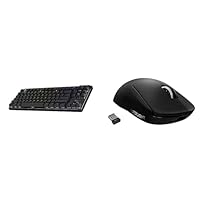 Logitech G Pro X TKL Lightspeed Wireless Gaming Keyboard, Clicky + G Pro X Superlight Wireless Gaming Mouse Bundle - Black