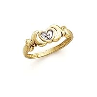 14k Two Tone Gold Diamond Love Heart Ring Size 7.0 Jewelry Gifts for Women