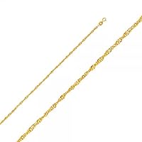 14K Gold 2.1mm Hollow Singapore Chain - Length: 16