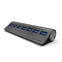 Achoro 7 Ports USB 3.0 Hub - Triangle Aluminum Alloy - High-Speed USB Port Expander - Compatible with PC, iMac, MacBook, Windows, Desktop, and More – Computer Multiple USB HUB (Space Grey)