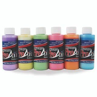 Face Painting Makeup - ProAiir Water Resistant Makeup - Set of 6 Pastel Colors - 4.2 oz (120ml)