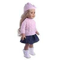 Studio one Knitted Sweater + Denim Skirt + hat Cloth for 43 cm Dolls and 18-Inch Doll Toy Accessories
