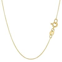 Jewelry Affairs 14k Real Solid Gold Box Style Chain Necklace, 0.6mm