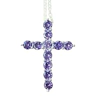 3.00 CT Round Cut Prong Set Religious Cross Pendant Necklace Real 925 Sterling Silver for Christmas Day Gift 18