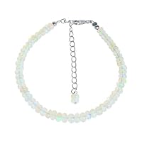 Hand_Crafted Natural Ethiopian Opal 4-5 mm Beads 925 Silver Chain Handmade Tassel Necklace YO-BRACE-15761