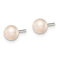 925 Sterling Silver 8 9mm Pink Freshwater Cultured Button Pearl Stud Earrings