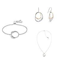 Calvin Klein Women's Silver Chain Bracelet with Two-Tone Fishy Earrings and Two-Tone Pendant Necklace