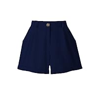 Woman Summer Elastic High Waist Shorts Loose Wide Leg Short Cotton Solid Color Casual Stretch Shorts