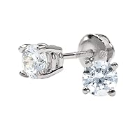 Natural Diamond Stud Earrings 1/4 cttw to 1 cttw in 14kt Yellow or White Gold Screw Backs