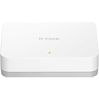 D-Link 5 Port Gigabit Ethernet Network Switch- Plug and Play, Ethernet Splitter, Fanless, Traffic Optimization, Unmanaged (DGS-1005A-AMZ), White