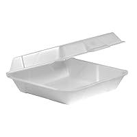 Pack of 30CT Choice Large 9 x 9 x 3.5 Inch Foam 1-Compartment Containers, White, Hinged, with Optional Venting, Polystyrene, 9