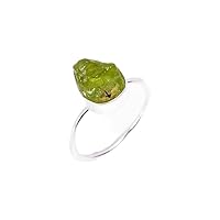 Rough Peridot handmade 925 Sterling Silver Ring Raw Peridot Ring for Women And Girls RR02-P