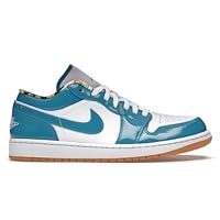 Nike DC6991-400 Air Jordan 1 SE Barcelona Cyber Teal Low Shoes Casual Sneakers Running Low Cut Blue White, blue/white/red