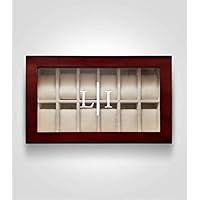 Wooden Watch Collection Box | Cherry Wood Case with Glass Lid | 12 Piece Watch Storage & Custom Engraved Box | Watch Case Organizer with secured Lock | Brown