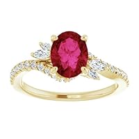 Swirl 1 CT Oval Shape Ruby Engagement Ring 14K Gold, Twisted Oval Red Ruby Ring, Infinity Genuine Ruby Diamond Ring, July Birthstone Ring
