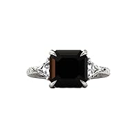 1.00 CT Asscher Cut Black Onyx Engagement Ring 14k Gold Vintage Wedding Ring Women Black Gemstone Engagement Ring For Women