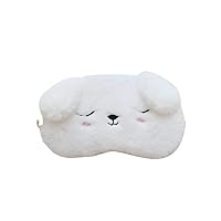 Home Decoration Cartoon Animal Napping Eye Mask Plush Eye Mask Cover White Dog Shaped Soft Travel Sleeping Mask Blindfold Adjustable Airplane Eyeshade Blinder 1pc