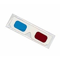3D Glasses - Red and BLUE Anaglyph 1 Pair white cardboard frames
