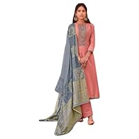 Pink Viscose Cotton Silk Indian Muslim Women Party Wear Straight Salwar kameez Fancy Bollywood Dress 1235