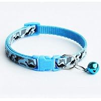 Delicate Safety Casual Nylon Dog Collar Neck Strap Fashion Adjustable Camo Bell Pet Dog Collar (Blue)