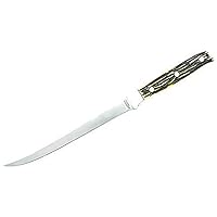 Uncle Henry 167UH Large Fillet Knife with High Carbon Stainless Steel Blade, Classic Staglon Handle, Nickel Silver Bolsters, and Leather Belt Sheath for Fishing, Filleting, Camping, and Outdoors