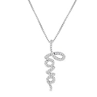 0.25 CT Round Created Diamond Love Pendant Necklace 14k White Gold Over