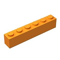 Classic Brick Block Bulk, Orange Bricks 1x6, Building Bricks Flat 100 Piece, Compatible with Lego Parts and Pieces: 1x6 Orange Bricks(Color:Orange)