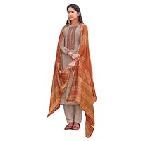 Grey Viscose Cotton Silk Indian Muslim Women Party Wear Straight Salwar kameez Fancy Bollywood Dress 1235