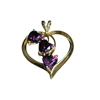 Animas Jewels 2.00 CT Heart Shape Purple Amethyst Valentine Day Love Pendant Necklace 14K Yellow Gold Over Sterling Silver With 18