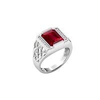 1.5 CT Vintage Ruby Engagement Ring Antique Men Wedding Ring Emerald Cut Red Gemstone Wedding Ring 10k Gold Ruby Ring For Men Statement Ring