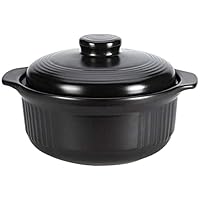 Ceramic Casserole Earthen Pot Casserole Dishes with Lids Casserole Dish - High Temperature Resistance, Uniform Heating, 2L Capacity-Black